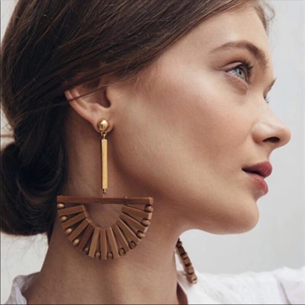 Half Windmill Bamboo Earrings - Picture 2 of 6